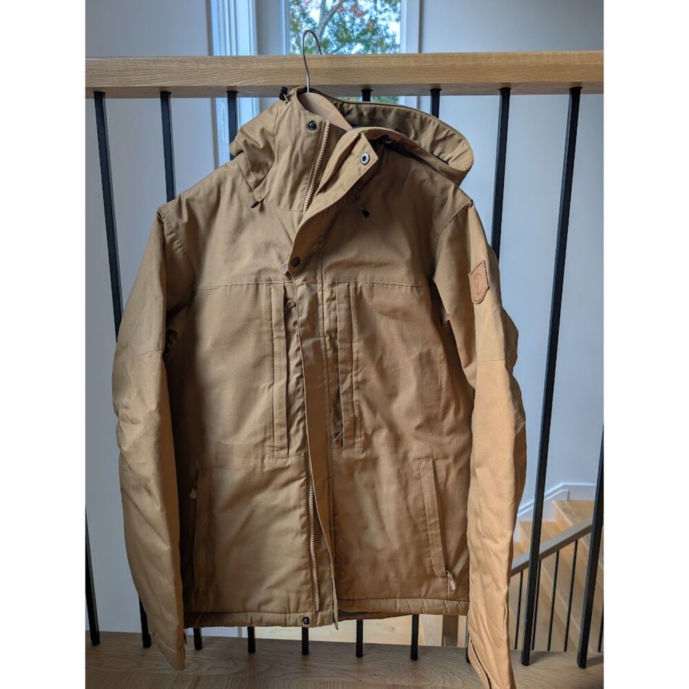 Fjallraven Skogso Padded Mens Winter Jacket Tan Brown G1000 Parka Sz S